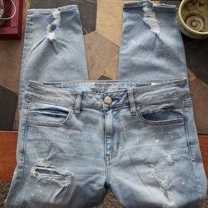 American Eagle Ankle Jeggings, Distressed - Light